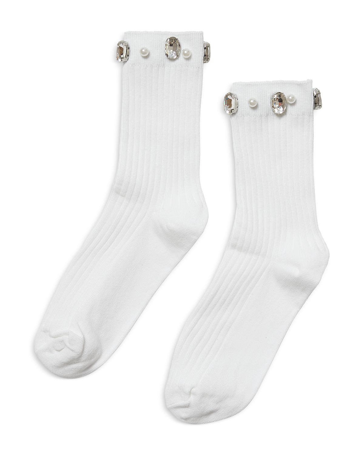 Stems Crystal Ribbed Crew Socks