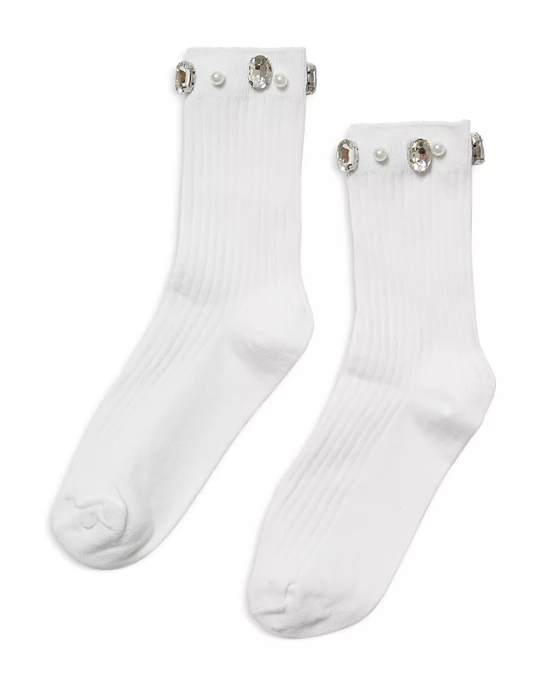 Stems Crystal Ribbed Crew Socks