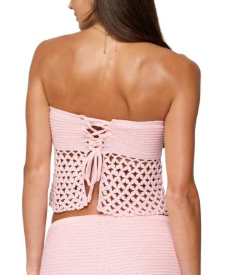  Tahna Flower Strapless Crochet Top