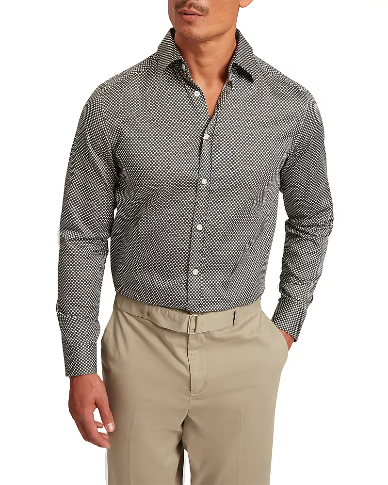 Ted Baker Jozef Slim Fit Mini Geo Print Cotton Shirt