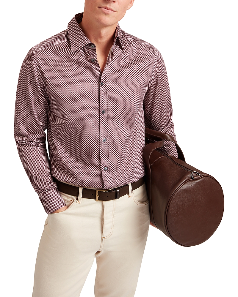 Ted Baker Jozef Slim Fit Mini Geo Print Cotton Shirt In Pink