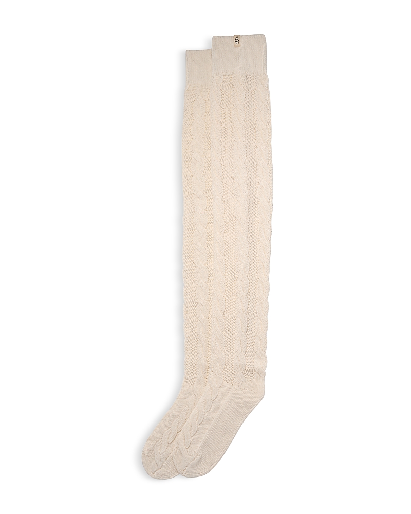 Ugg Zanika Thigh High Cable Knit Socks In White
