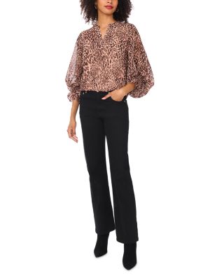 Split Neck Animal Print Top