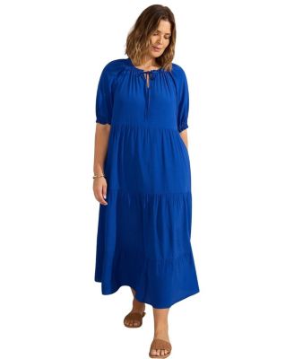  Tiered V-Neck Midaxi Dress
