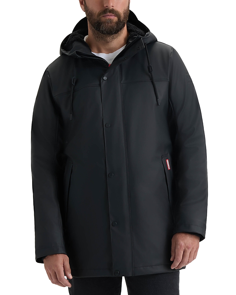 Hunter Sam Padded Rubberized Raincoat In Black