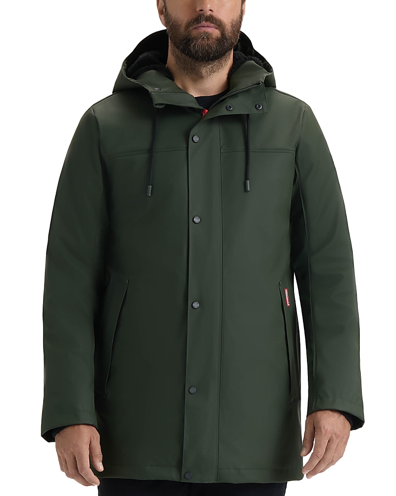 Hunter Sam Padded Rubberized Raincoat In Green