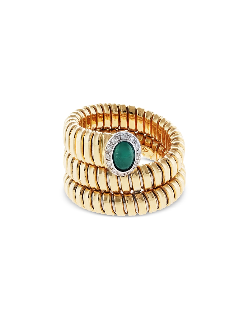 Alberto Milani 18k Yellow Gold Via Giardino Emerald & Diamond Tubogas Wrap Ring In Gold
