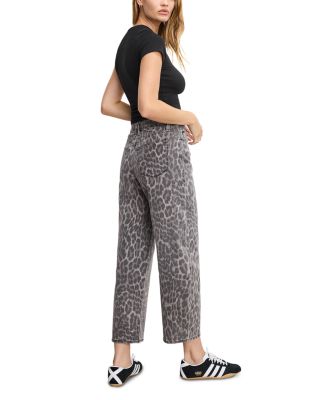 Good Standard Barrel Jeans in Gray Lucky Leopard