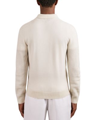 Hamilton Long Sleeved Half Zip Square Textured Wool Polo Shirt