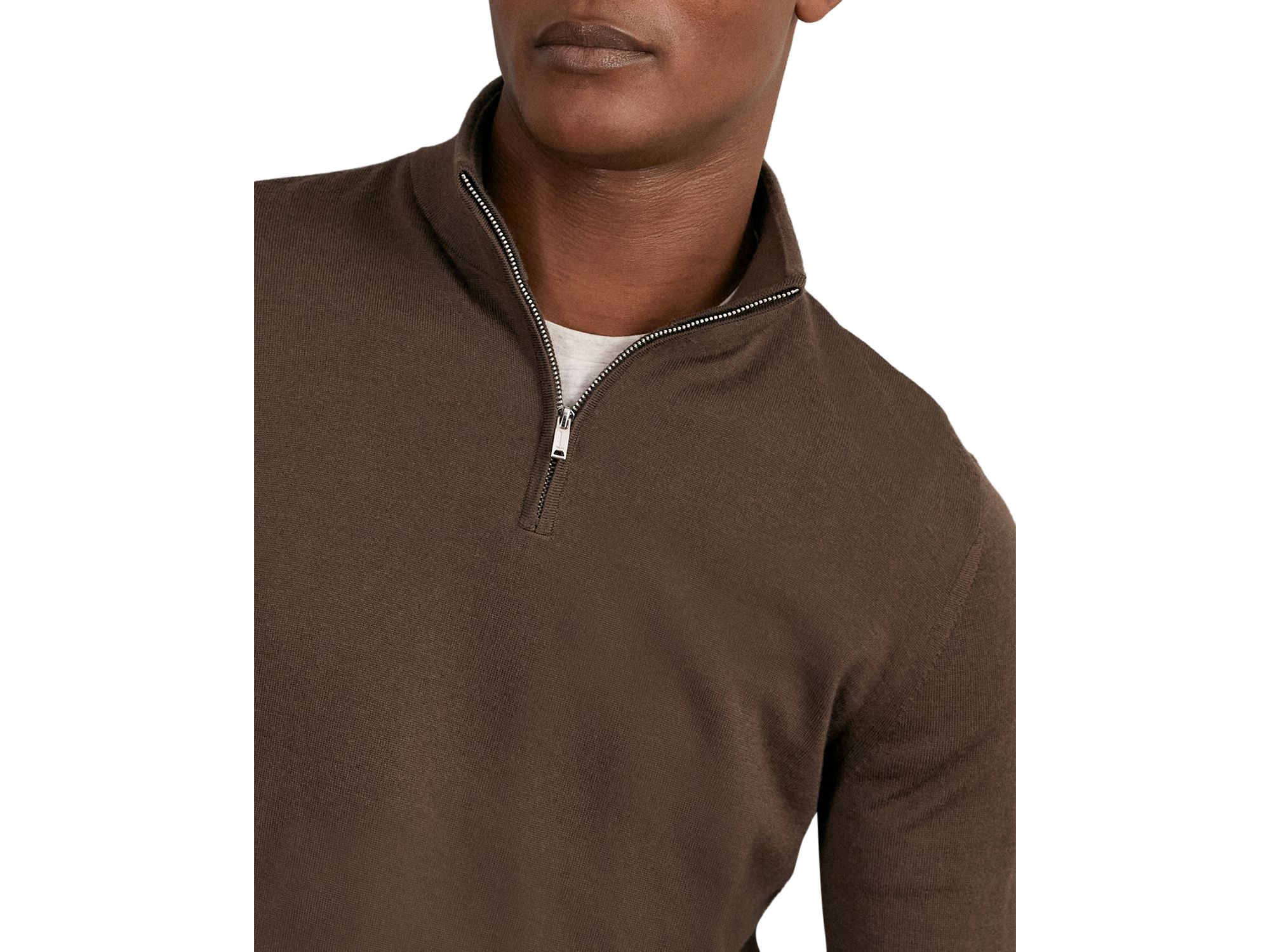 Blackhall Long Sleeved Half Zip Funnel Neck Merino Wool Sweater — Image 4