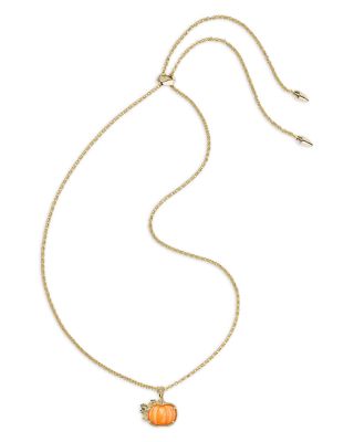 Orange Mother of Pearl Pumpkin Pendant Necklace, 30"