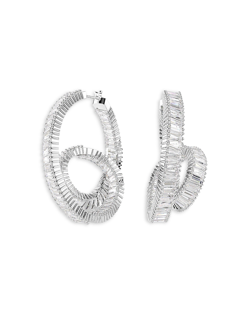 Swarovski Matrix Rhodium Plated Hoop Earrings In Metallic