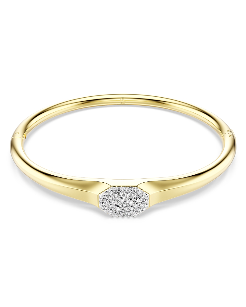 Swarovski Dextera Pave Crystal Cluster Bangle Bracelet In Gold