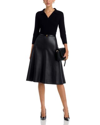 Collared Faux Leather Dress 