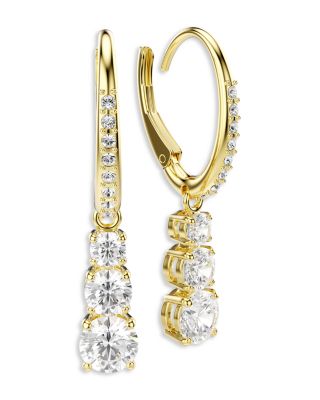 Stilla Crystal Attract Three Stone Dangle Hoop Earrings