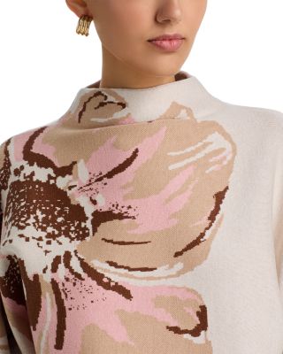 Funnel Neck Floral Print Sweater