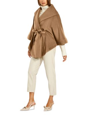 Belted Shawl Collar Cape Coat