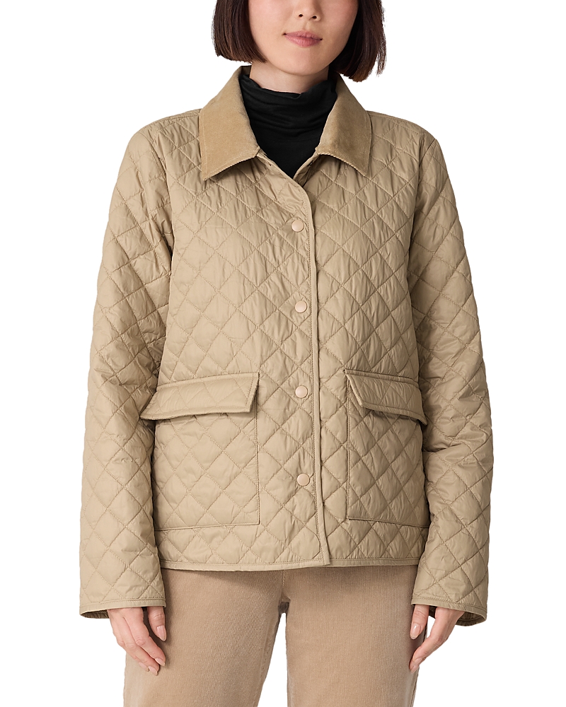 Eileen Fisher Corduroy Collar Quilted Jacket In Brown