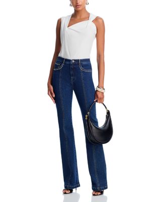 Studded Single Heart Shailene High Rise Jeans in Oceane/Silver