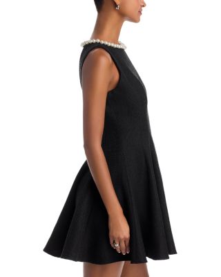 Faux Pearl Trim Tweed Sleeveless Mini Dress - Exclusive