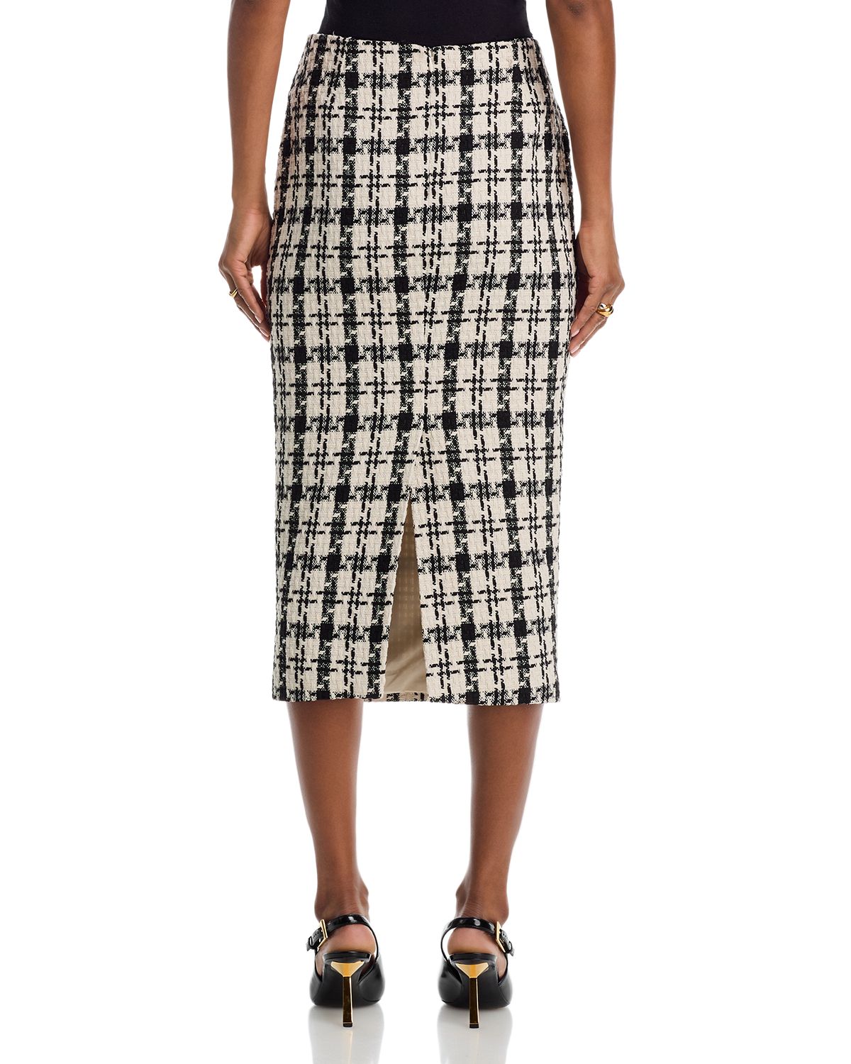 Houndstooth Tweed Midi Skirt - Exclusive thumbnail 3