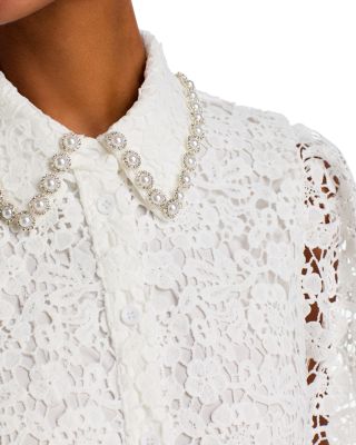 Embellished Collar Lace Top - Exclusive