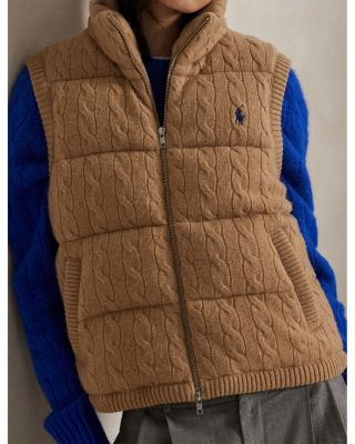 Cable Knit Wool Cashmere Quilted Vest