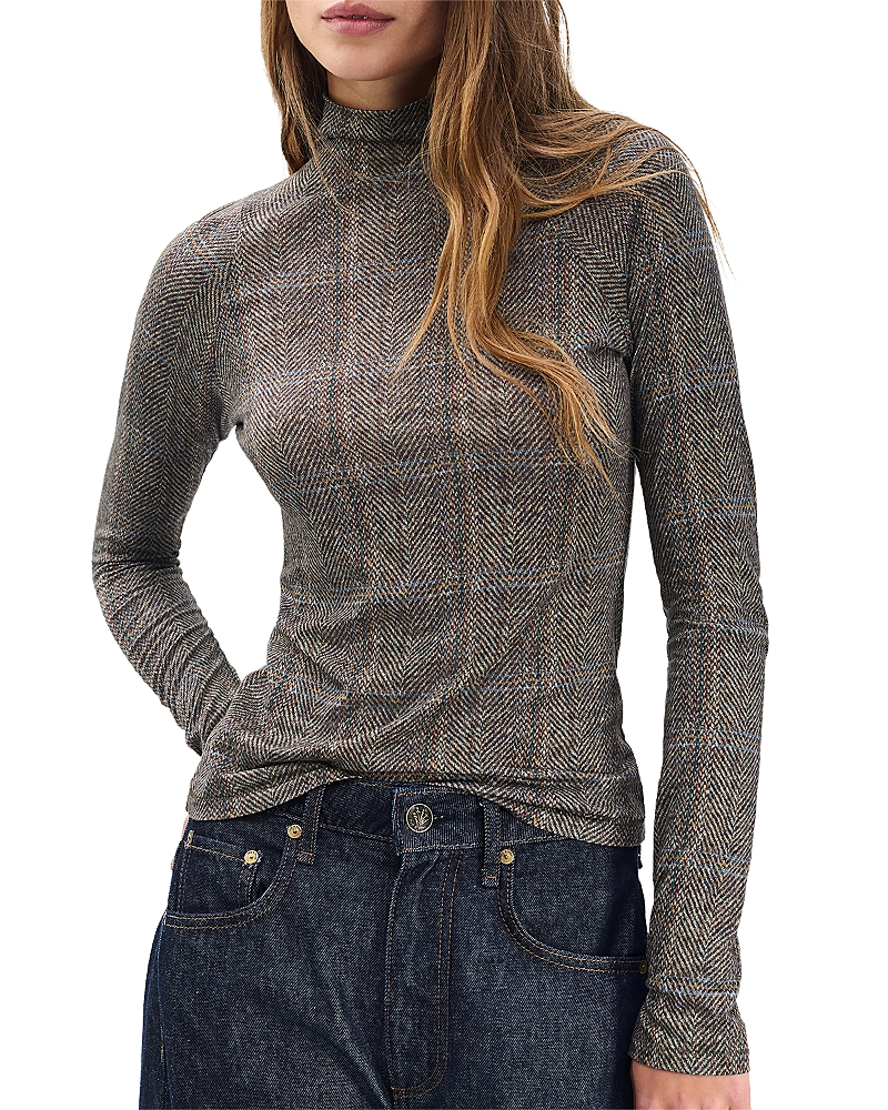 Rag & Bone Shaw Paneled Long Sleeve Turtleneck Top In Multi