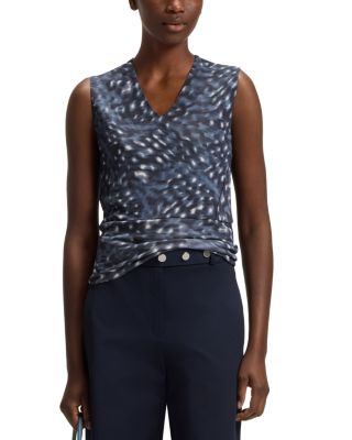 V Neck Printed Matte Jersey Top