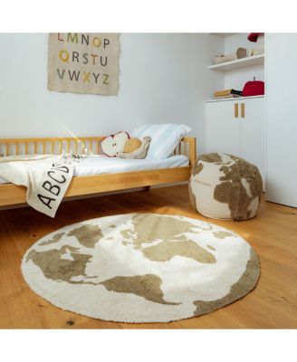 Pouf World Map Rugcycled