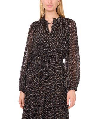 Tie Neck Tiered Maxi Dress