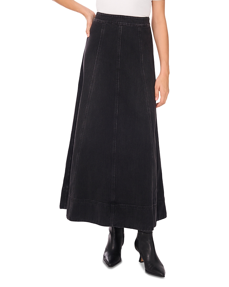 1.state Paneled Denim Maxi Skirt In Black