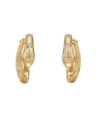 18K Yellow Gold FJ Diamond Delphi Serpent Small Hoop Earrings