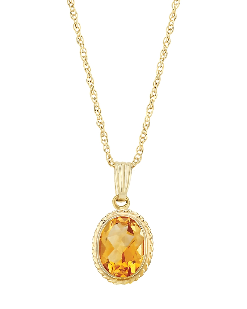 Bloomingdale's Fine Collection Gemstone Faceted Oval Pendant Necklace In 14k Yellow Gold, 18 In Yellow