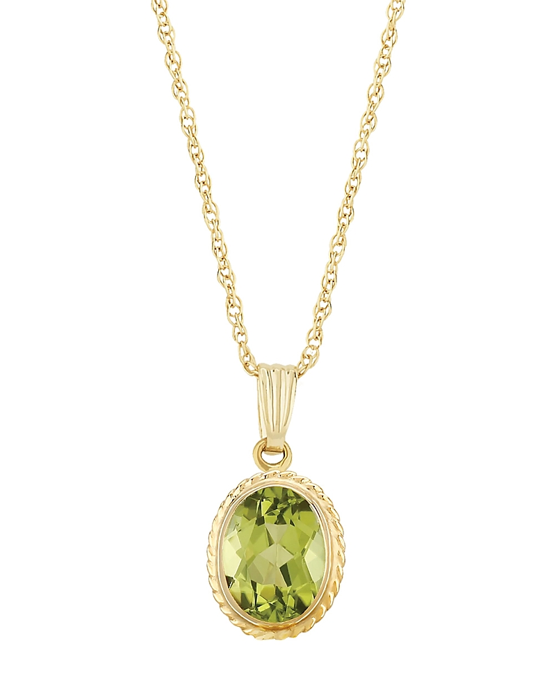 Bloomingdale's Fine Collection Gemstone Faceted Oval Pendant Necklace In 14k Yellow Gold, 18 In Green