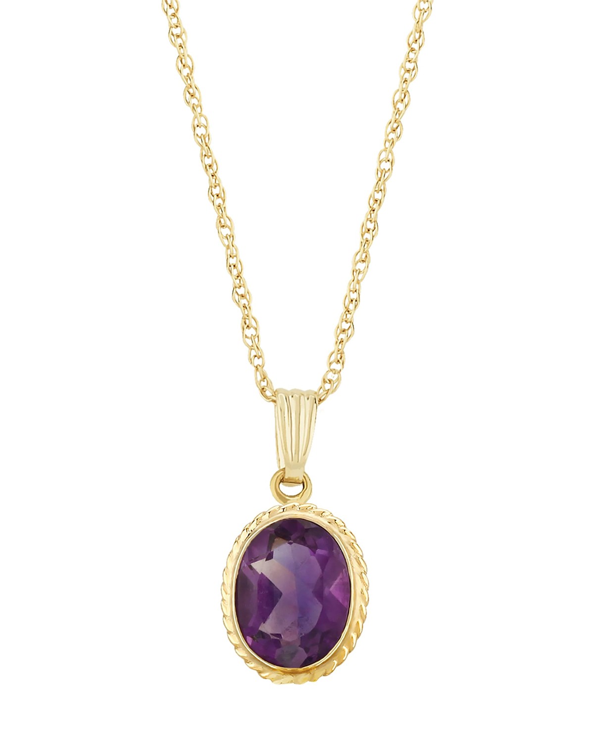 Gemstone Faceted Oval Pendant Necklace in 14K Yellow Gold, 18"