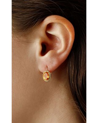 Gemstone Faceted Oval Lever Back Earrings in 14K Yellow Gold