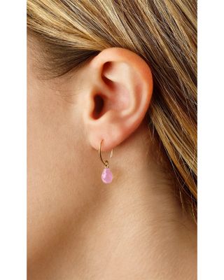 Rose Quartz Briolette Sweep Threader Earrings in 14K Yellow Gold