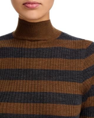 Rib Knit Mock Neck Elbow Sleeve Sweater