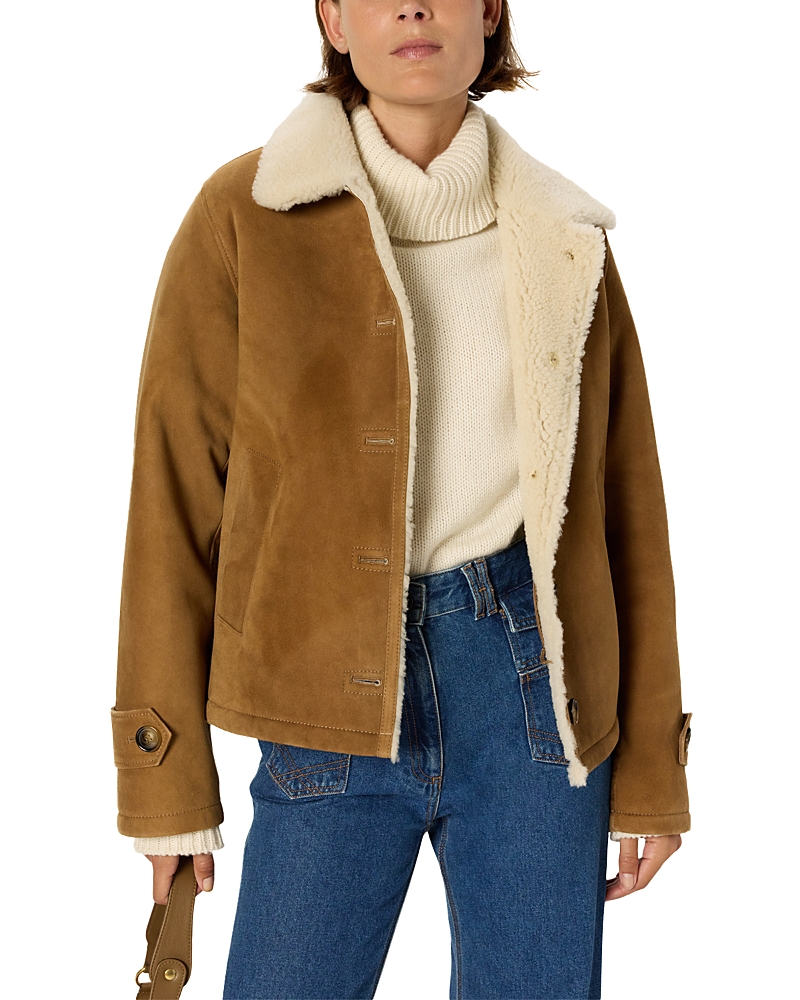 Gerard Darel Nathalie Leather Jacket In Brown
