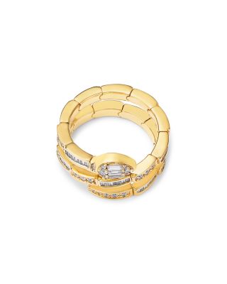 Diamond Round & Baguette Serpent Ring in 14K Yellow Gold, 0.50 tcw