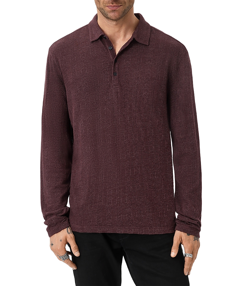 John Varvatos Jalen Three Color Marl Jacquard Long Sleeve Polo In Purple