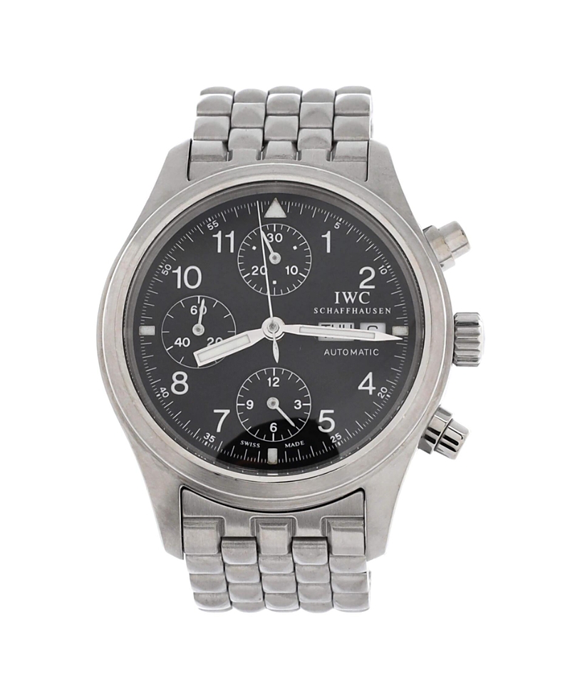 Pre-owned Pre-owned Iwc Schaffhausen Iwc Schaffhausen Pilot Fliegerchronograph Automatic Watch In Stainless Steel 39mm In Black