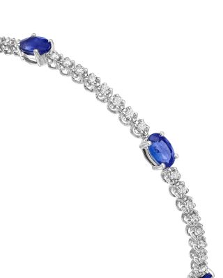Gemstone & Diamond Tennis Bracelet in 14K White Gold