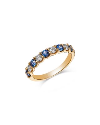 Gemstone & Diamond Band Ring in 14K Yellow Gold