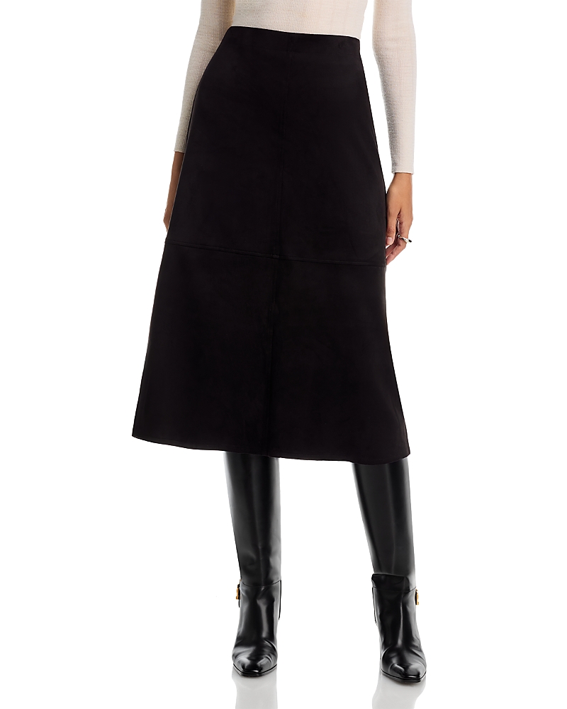 Single Thread Faux Suede A Line Skirt In Black