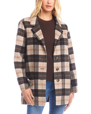 Oversized Brushed Plaid Jacket