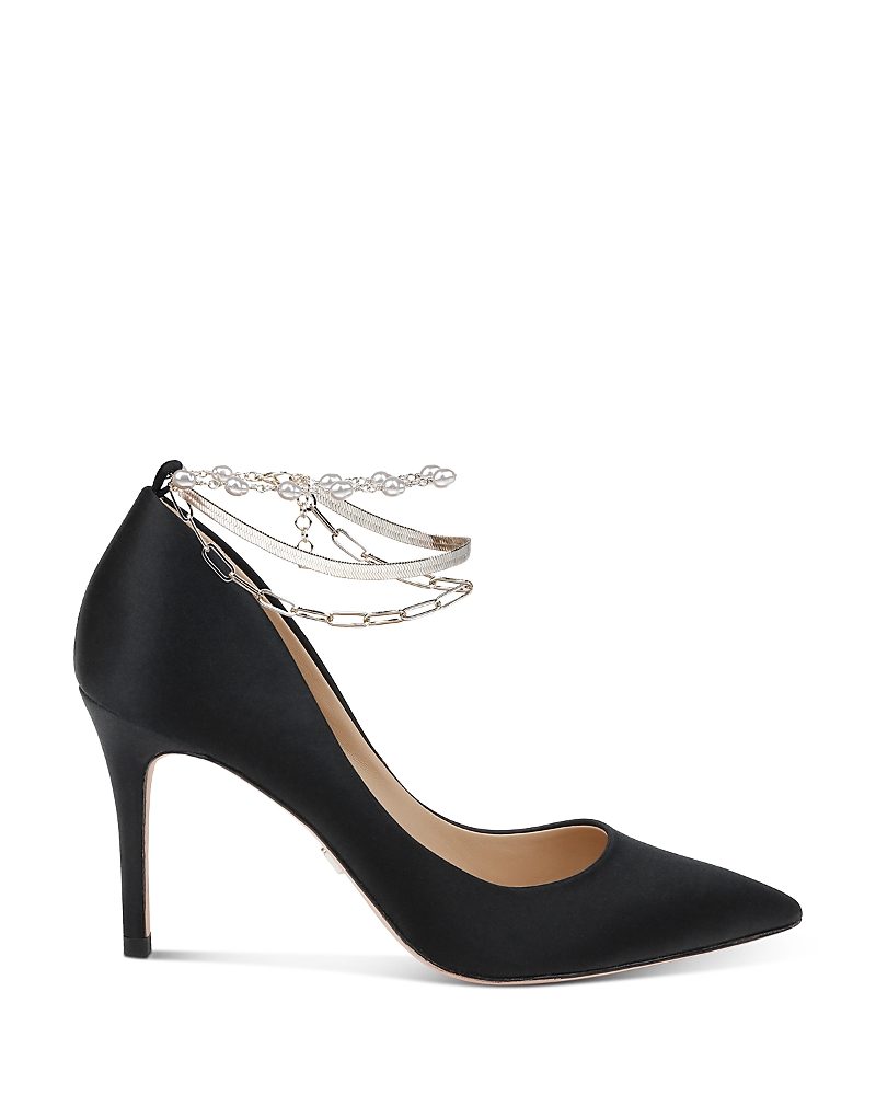 Badgley Mischka Collection Verna Chain Ankle Strap Pointed Toe Pump In Black