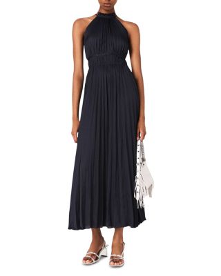 Pleated Satin Maxi Dress - Exclusive