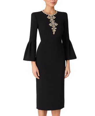 Margoni Bell-sleeve embellished midi dress